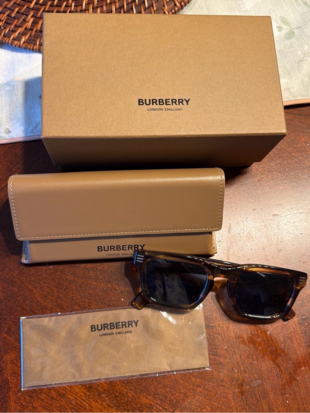 Burberry Tortoiseshell Sunglasses with Tan Accessories